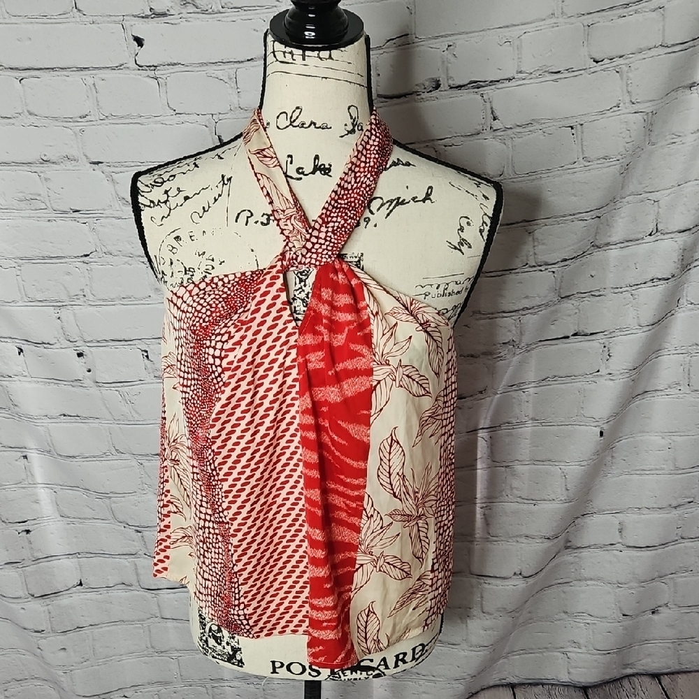 Banana Republic Factory Red/Cream Halter Top XXS Petite NWT
